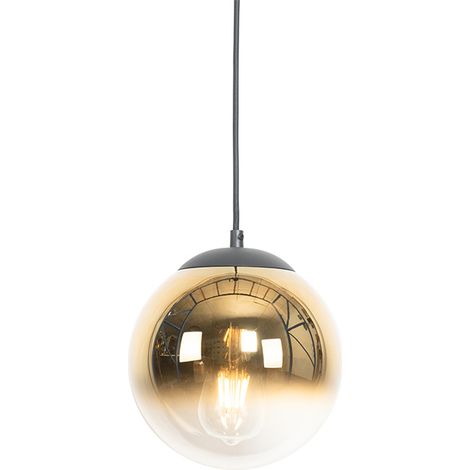 Art Deco Pendant Light Black with Gold Glass 20 cm - Pallon