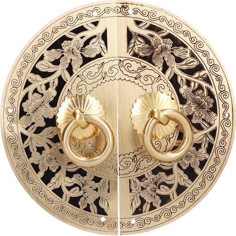 Poignée de porte en laiton à motif de fleurs rondes de 11 cm, pour armoire, placard, salon (1/5)