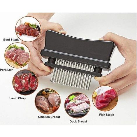 Inteneritore per carne con 48 lame in acciaio inox, spiedino inteneritore per carne, essiccatore per carne, martello per carne (1/5)