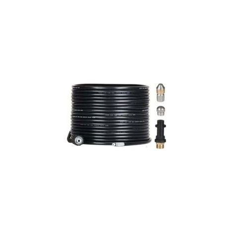 CVP-Kit de débouchage de tuyau de 15 m pour netoyeurs haute pression Kärcher avec buse et buse pivotante, kit de furet professionnel 180 bars avec adaptateur pour accessoires Karcher K2/K3/K4/K5/K6/K- (1/4)