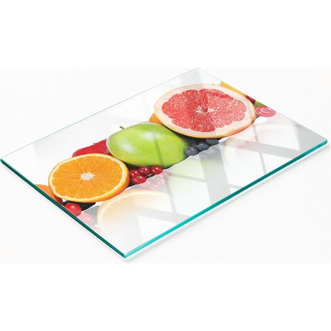 Dekoratives Schneidebrett aus gehärtetem Glas, bunte Früchte, 80 x 52 cm (1/5)