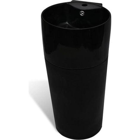 Vasque à trou de trop-plein/robinet céramique 86 cm pour salle de bain noir