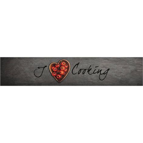 Tapis de cuisine lavable texte Cooking 60x300 cm velours (1/5)