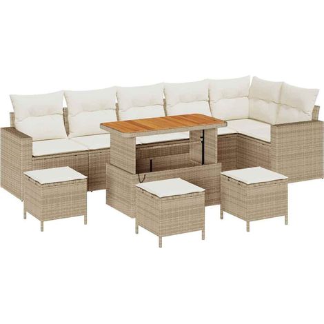 Maison Exclusive - Gartensofa-set 10 pcs Beige Poly-Rattan