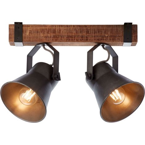 BRILLIANT Lampe Plow Spotbalken 2flg schwarz stahl 2x A60, E27, 10W, g.f. Normallampen n. ent. Köpfe schwenkbar Für LED-Leuchtmittel geeignet (1/5)