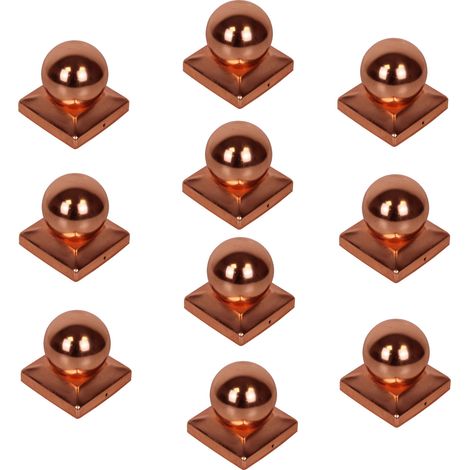 10x Pfostenkappe Kupfer 91 mm Kugel Abdeckkappe für Pfosten 9 x 9 cm