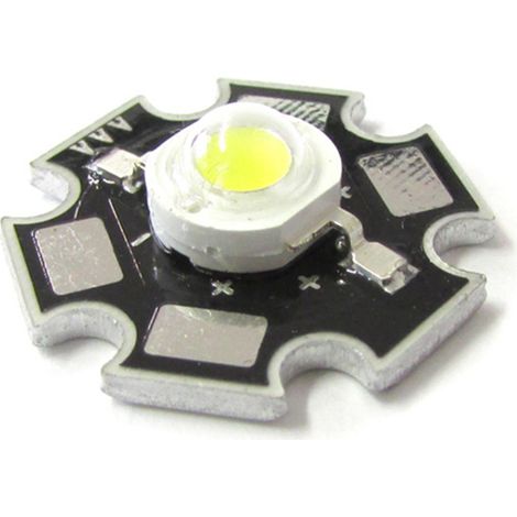 Power Led 1W Bianco Freddo 5500K-6500K 100 Lumen 350mA 3-3.4V Piastra Dissipatore Inclusa