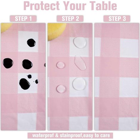 Nappe à carreaux roses et blancs, lot de 3, modèle 2025