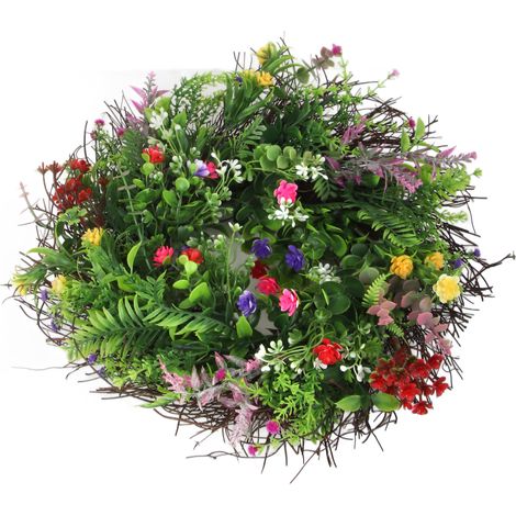 Couronne de fleurs printanières pour la porte d'entrée, couronne de fleurs séchées artificielles à suspendre à la maison, dans un centre commercial ou pour une décoration de mariage. (1/5)