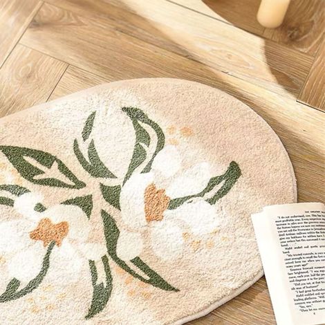 Paillasson antidérapant salle de bain fleurs, tapis de sol absorbant pour entrée toilette, coussin antidérapant maison, 40x60 cm, stock disponible. (1/3)