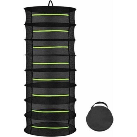 Séchoir à herbes pliable 8 niveaux – filet suspendu 60 cm pour plantes, poissons et aromates – design compact et facile à ranger (1/4)