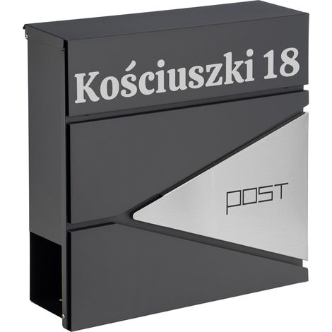 Boris-Briefkasten aus Anthrazit mit Inschriften (1/5)