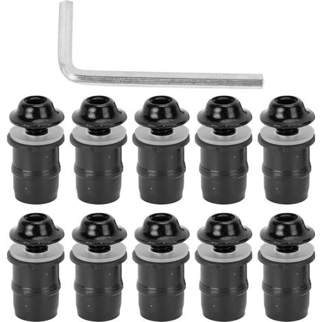 10-teiliges Motorrad-Windschutzscheiben-Schraubenset M5x16mm/0,6in mit Schraubenschlüssel, schwarz (1/4)