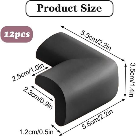 Lot de 12 protections d'angle en caoutchouc pour meubles avec adhésif double face préinstallé pour coins de table et de meubles (1/4)