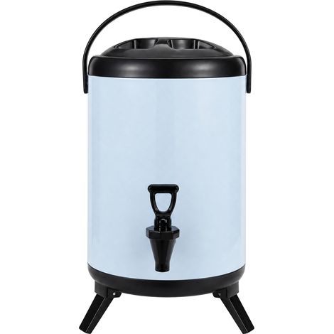 Seau distributeur isotherme de boissons chaudes et froides en acier inoxydable avec robinet pour thé au lait 6 L Bleu clair (1/5)