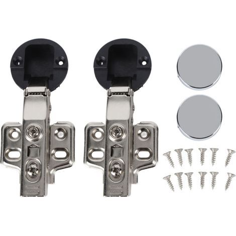 Set mit 2 Soft-Close-Scharnieren für Glastüren – Edelstahl 201 – 35 mm Topf – Gerader Arm (18 mm Gesamtüberlappung) (1/5)