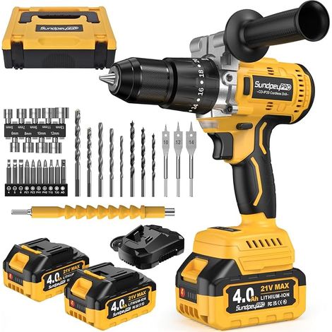 Cordless Impact Drill - 21V Brushless Cordless Drill Driver, 13 mm Mandrel, 2 Speeds (1/5)