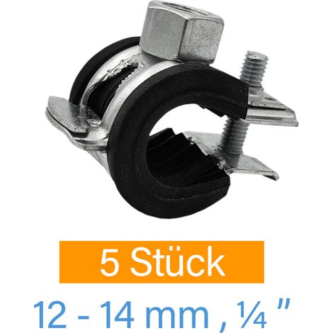 5 x Gelenkrohrschelle  Ø 12 - 14 mm 1/4 Zoll
