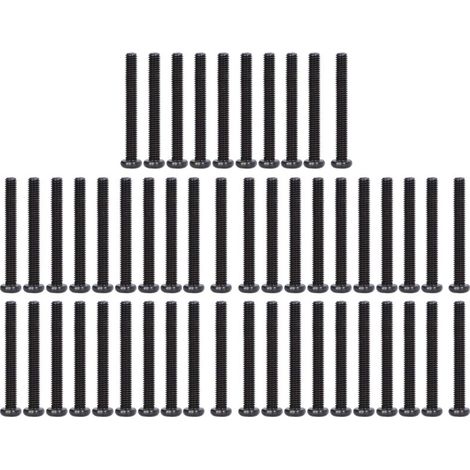 50 vis à métaux à tête cylindrique en acier DIN 7985, entièrement filetées, zinguées noires, M3x25 (1/5)