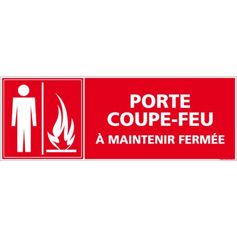 Signaletique.Biz France – Panneau de signalisation porte coupe-feu – Autocollant souple – Conformité NF ISO 7010 – Résistant intérieur et extérieur – 210 x 75 mm (1/5)