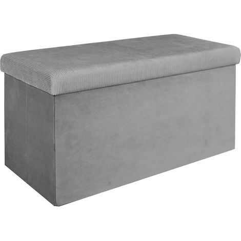 Banc Coffre Pliable en Velours Côtelé Gris (1/5)