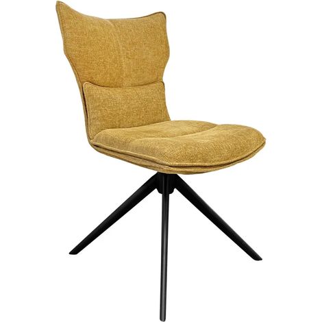 Chaise rotative 360° en tissu jaune rembourrage ergonomique - PHIL