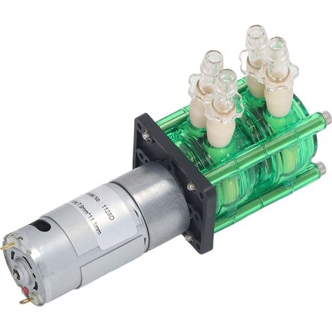 Doppelkopf-Schlauchpumpe, grünes Gehäuse, gelber Schlauch, hohe Fördermenge, korrosionsbeständig, Wasserpumpe, 700 ml/min, 12 V DC, 1200 mA (1/5)