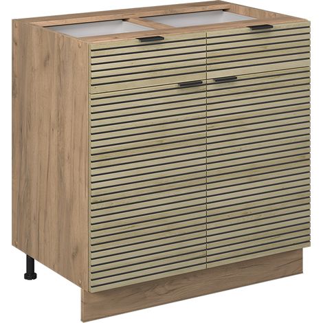 Schubunterschrank  Fame-Line, Eiche Paneel, 80 cm ohne Arbeitsplatte, Vicco