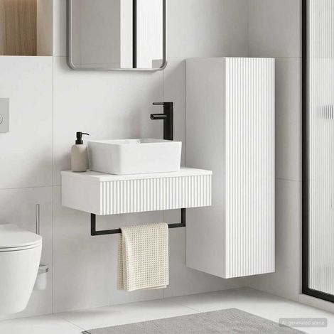 Irovami Ensemble de meubles de salle de bain blancs 2 pièces (1/5)