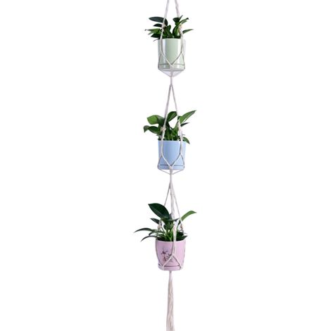 Colgador de macramé para plantas, soporte decorativo para macetas, cesta colgante de cuerda de algodón para uso interior y exterior, decoración del hogar (1/5)