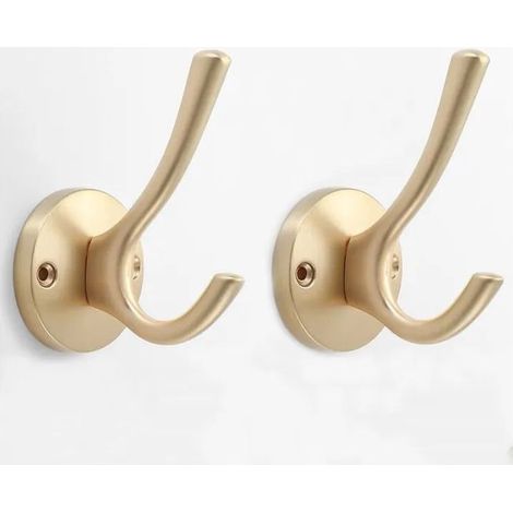 Wandhaken für Mäntel und Hüte, 2 Stück, massive Metallhaken für Mäntel und Hüte, Gold (1/5)