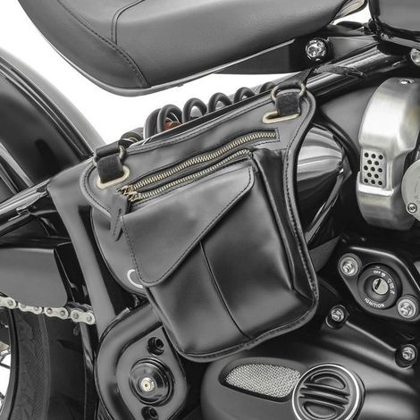 Sacoche latérale en cuir noir Craftride pour Triumph Bonneville Bobber