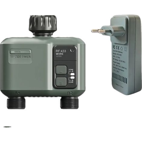 Temporizador de agua, control de 2 zonas, activado por voz, verde (1/2)
