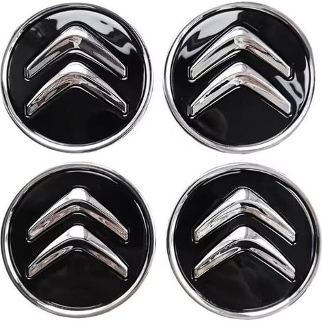 Lot de 4 enjoliveurs pour Citroen C1 C3 C4 C5 C6 DS3 Fregi Jantes en alliage Logo. 60 mm Noir (1/5)
