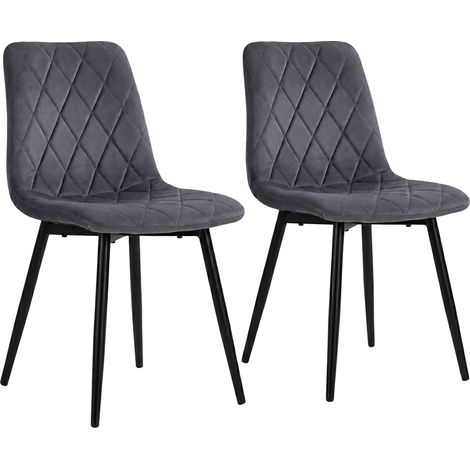 Relaxdays Esszimmerstuhl, 2er Set, Samt, Metallbeine, 120 kg, Wohnzimmer & Küche, gepolsterter Küchenstuhl, anthrazit (1/5)
