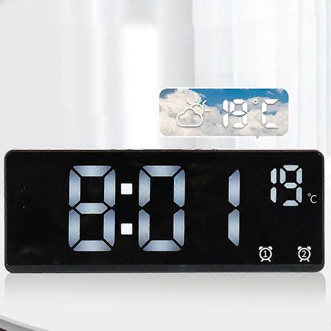 Horloge LED contemporaine, horloge numérique de bureau moderne avec luminosité réglable (1/4)