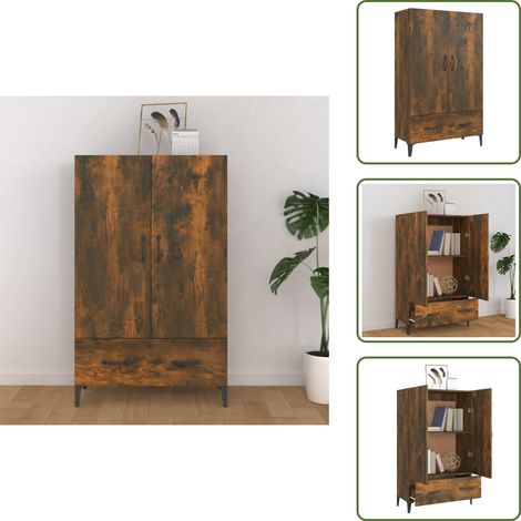 Highboard Räuchereiche 70x31x115 cm Holzwerkstoff - Sideboard - Hochboard - Wohnzimmermöbel - Regal - Holzmöbel (1/5)