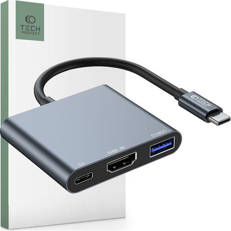 Adaptador Tech-protect V1-HUB 3 en 1 gris (1/5)