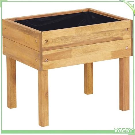 Jardinière surélevée - FAFEICY - 46585 - Bois d'acacia massif - 50x40x45 cm - Feuille PVC (1/5)