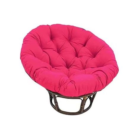 QEM – Fauteuil Papasan en rotin naturel – Coussin rose – Base osier foncé – Diamètre 100cm – Confort optimal pour intérieur (1/2)