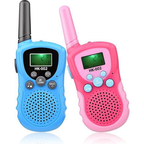Walkie-Talkie für Kinder, tragbares 2-Wege-Funkgerät, Spielzeug, max. 3 km Reichweite, Kinder-Walkie-Talkie mit LCD-Display, Sc-Pink - Blau- (1/5)