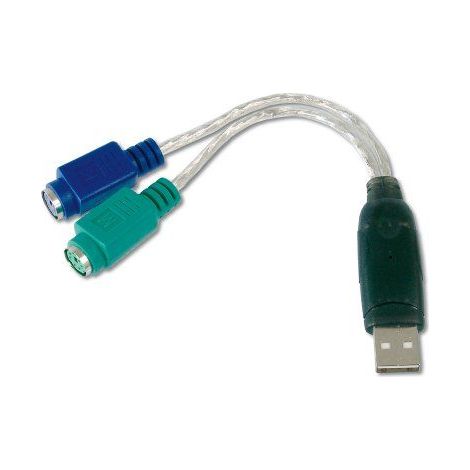 DIGITUS USB vers PS/2 Adaptateur souris et clavier, USB Type-A mâle vers 2x Mini-Din 6 femelle, Win 10, Plug & Play (1/5)