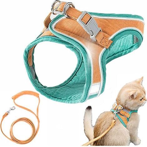 Harnais et laisse pour chat. veste de marche confortable pour chat avec laisse. laisse de style gilet pour chat. anti-fuite. laisse spéciale pour chats qui marchent (1/5)