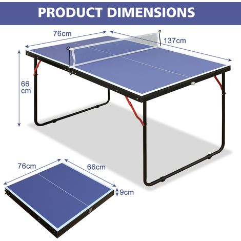 Tavolo da ping pong pieghevole 137x76x66 cm in MDF blu, pronto all’uso – MEUBLIV (1/5)