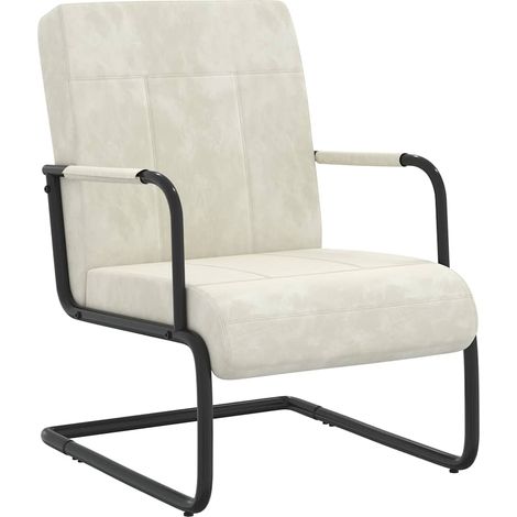 vidaXL Chaise cantilever Blanc crème Velours (1/5)