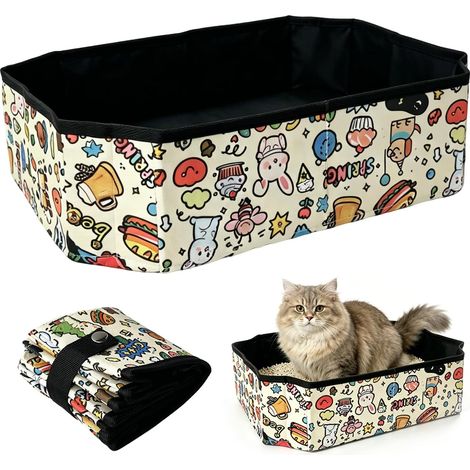 Cat Litter Tray, Portable Toilet, Foldable Home Toilet Cat, Waterproof Cartoon Rabbit Litter Tray for Car Travel Camping Traveling (1/5)