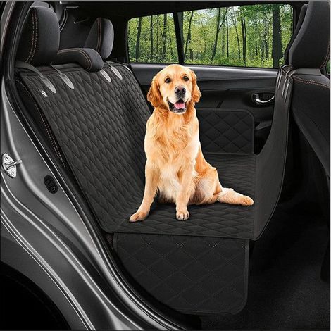 Housse de Siège pour Chien, 137x147cm Protection Voiture Chien Protege Banquette Arriere avec Fenêtre de Visualisation,Noir Orange (1/5)