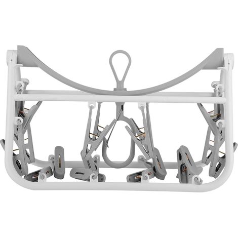 Étendoir à pinces pliable 360° anti-vent, 22 pinces, plastique robuste, séchage lingerie et chaussettes, compact voyage (1/5)