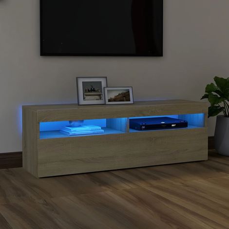 Meuble TV avec lumières LED, Banc TV, Support de Télévision, Meuble TV de salon chêne sonoma 120x35x40 cm YHJ33450 (1/5)