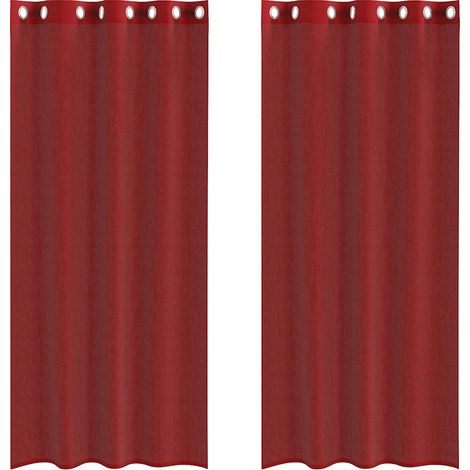 Maison Exclusive - Voile Vorhänge mit Ösen 2 Stk. Weinrot